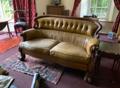 Antique style leather sofa