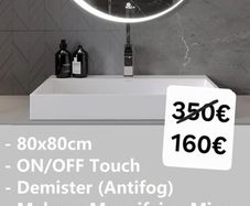 LED Bathroom Mirror 80cm Makeup Fog Free