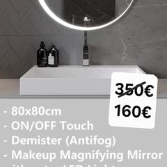 LED Bathroom Mirror 80cm Makeup Fog Free