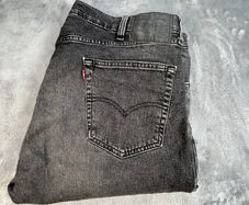 Levis 505 Jeans W38 L31 Mens Black Regular Straight Fit Denim
