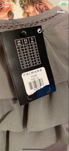 top grey frill front top size 12 Bnwt