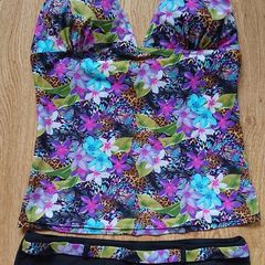 Flowery Bikini + Scarf   Size 14