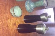 David Mason Design DMD Salt Grinder and Pepper Mill, Bud Vase, Candle stick and small pottery dish for mustard or similar