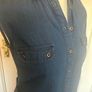 Knee-length blue denim dress Image 7
