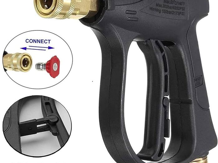 NEW SALE | High Pressure Washer Gun with 5Pcs Spray Nozzles, 4350 PSI 1/4" Quick Release Car Washer Gun, Power Short Spray Gun M22 Metric Thread for Car Cleaning