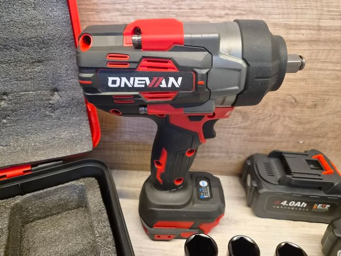 ONEVAN 1/2 inch Cordless Impact Wrench 1700Nm Brushless Electric with 2 Batteries & Fast Charger Red Black