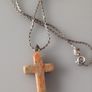 PINK - Natural Stone - Cross on 925 Silver Chain Image 2