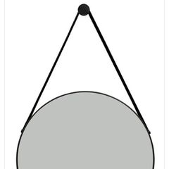 black round mirror with strap