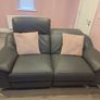 2 electric grey italian leather sofas Image 2