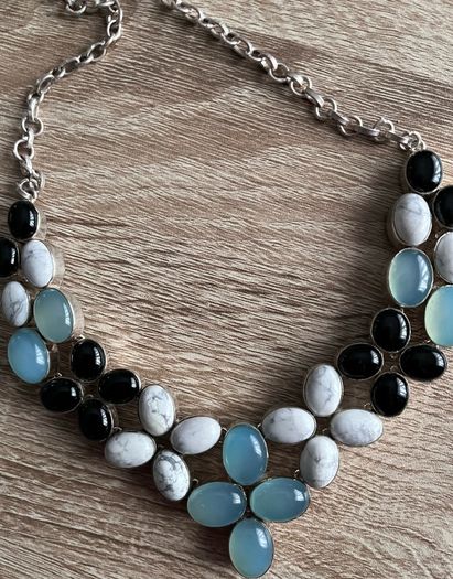 Silver Plated Necklace with Genuine Stones