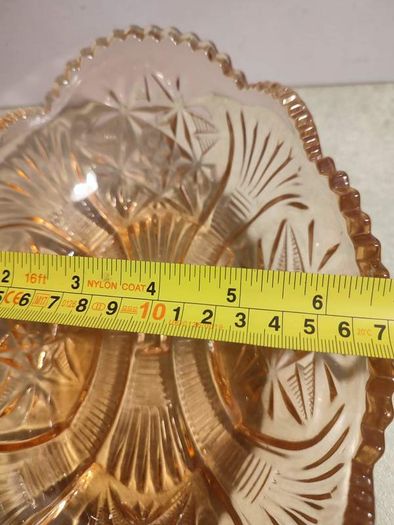 Vintage Deep PINK Decorative Oval Shape Bowl, Bohemian Home Decor Bowl, Cut Pattern DEEP PINK Glass Bowl