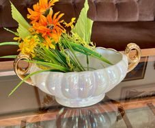 Vintage H J  Wood Burslem Pearlescent Lustre Mantel Vase with Gold Handles