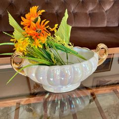 Vintage H J  Wood Burslem Pearlescent Lustre Mantel Vase with Gold Handles