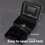 NEW SALE | Money Box with Key - 6 inch Money Tin with Lock - Small Lockable Cash Box with Coin Tray for Petty Cash Coins Notes - Locking Metal Safe Box with 2 Keys - Black Matt Image 3