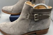 Jigsaw Ankle Boots Grey Suede Size 39 UK 6 - Zip and Buckle - Leather Sole