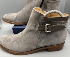 Jigsaw Ankle Boots Grey Suede Size 39 UK 6 - Zip and Buckle - Leather Sole