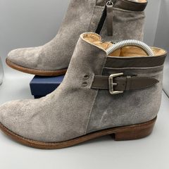 Jigsaw Ankle Boots Grey Suede Size 39 UK 6 - Zip and Buckle - Leather Sole