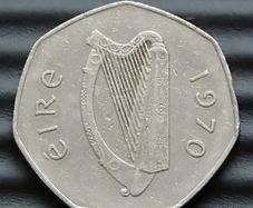 1970 Ireland 50p Irish Fifty Pence Old Decimal