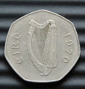 1970 Ireland 50p Irish Fifty Pence Old Decimal