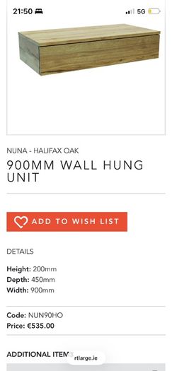 wall hung bathroom unit