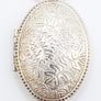 925 Vintage Sterling Silver Floral Engraved Photo Locket Necklace Image 2