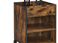 main image for ad _Bedside Table Sofa Table Height Adjustable Surface Wheels Adjustable Feet 2 Open Shelves Hidden Compartment for Living Room Bedroom Vintage Brown/Black