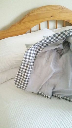 Grey & White Checkered Blazer - Size 8