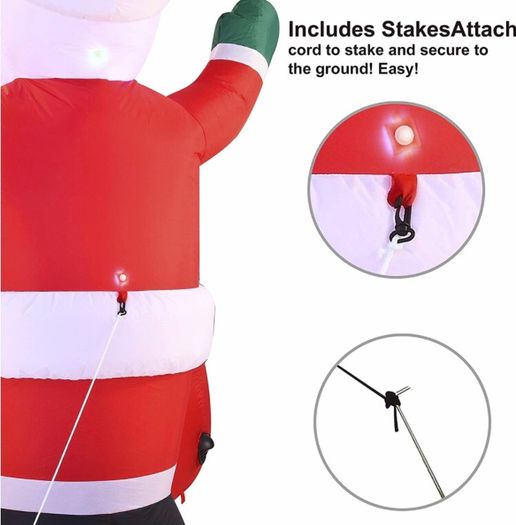 7 FT Long Santa with Penguins Inflatable with Build-in LEDs Blow Up Inflatables for Xmas Party Indoor, Outdoor, Yard, Garden, Lawn Winter Decor