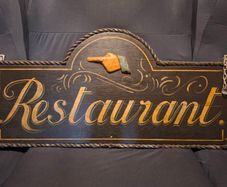 Vintage Hand-Painted Restaraunt Wooden Advertising Sign