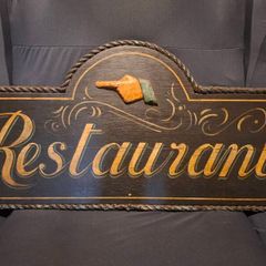 Vintage Hand-Painted Restaraunt Wooden Advertising Sign