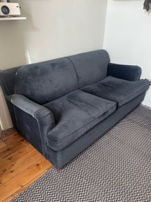 Made.com Orson 3 seater sofa-bed in midnight blue velvet