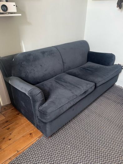 Made.com Orson 3 seater sofa-bed in midnight blue velvet