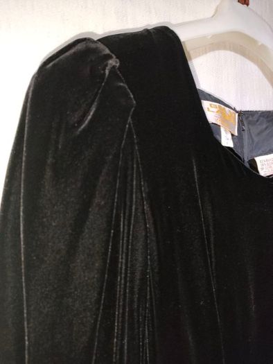 Vintage 80s black velvet ruffle dress size XS or Small postage included