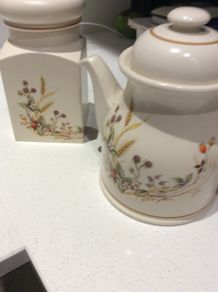 Vintage Marks and Spencer Harvest Design Tea pot and matching storage Jar
