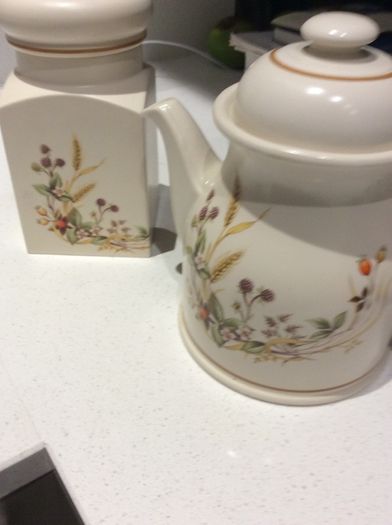 Vintage Marks and Spencer Harvest Design Tea pot and matching storage Jar