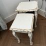 Upcycled French Country Nesting Tables Set Distressed White and Gold Image 6