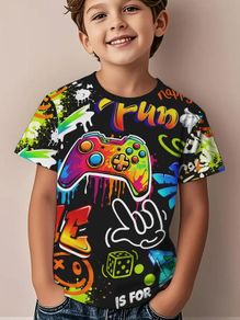 Kids' Pixel Game Controller Print T-Shirt