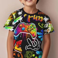 Kids' Pixel Game Controller Print T-Shirt