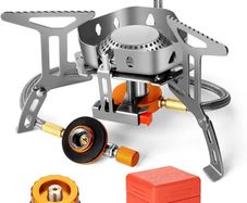 Windproof Camping Gas Stove - Odoland Portable Collapsible Outdoor Camping Stove with Piezo Ignition Backpacking Stove for Outdoor Cooking Hiking Picnic and Trekking (FREE POSTAGE)