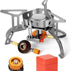 Windproof Camping Gas Stove - Odoland Portable Collapsible Outdoor Camping Stove with Piezo Ignition Backpacking Stove for Outdoor Cooking Hiking Picnic and Trekking (FREE POSTAGE)