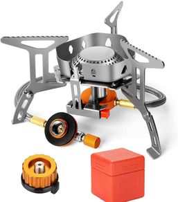 Windproof Camping Gas Stove - Odoland Portable Collapsible Outdoor Camping Stove with Piezo Ignition Backpacking Stove for Outdoor Cooking Hiking Picnic and Trekking (FREE POSTAGE)