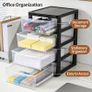 4 Drawer Large Plastic Storage Unitr,Sturdy Drawer Tower Organizer, Home Office School Kids Toy Bedroom Storage Solution, With See Through Drawers for Home Office Crafts Black Clear Image 6