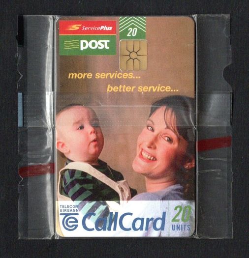 1997 Ireland 20 unit the many different services available at An Post's (the Irish postal service) post offices (Gemplus GEM1) Call Card Mint in packaging. Telecom Eireann card number 1156.