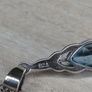 Vintage Sterling Silver 925 Teardrop Blue Stone & Marcasite Pendant Necklace with Box Image 3