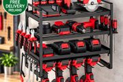 Heavy Duty Power Tool Organiser Wall Mounted 4 Tier Rack with 4 Drill Holders