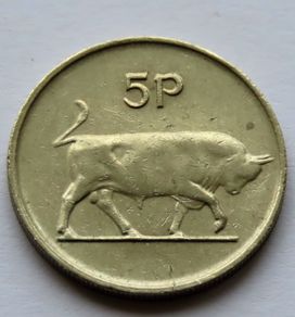 Ireland 1980 old 5p coin 46 years old