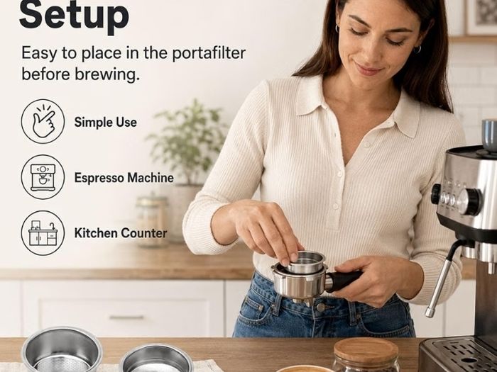 2 Pack 51mm Stainless Steel Espresso Portafilter Baskets Single Double Cup  Precision punched for even extraction, food-grade finish, heat-resistant, easy to clean, fits high-pressure coffee makers