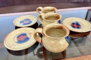 Vintage Stoneware 3 Coffee Cups &amp; Saucers made by Badger Hill Pottery