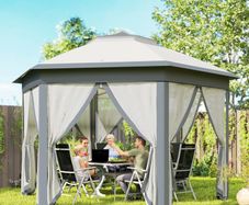 3 x 4m Gazebo with Curtains Metal Frame Water and UV-resistant