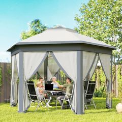 3 x 4m Gazebo with Curtains Metal Frame Water and UV-resistant